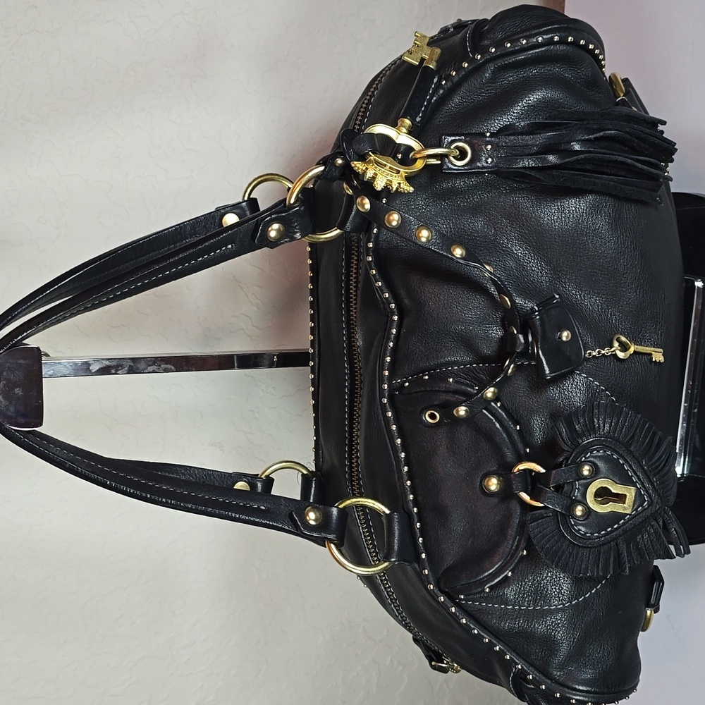 RARE Juicy Couture Vintage Y2K Barrel Leather Baguette Satchel XL RARE Dust Bag - Picture 8 of 14